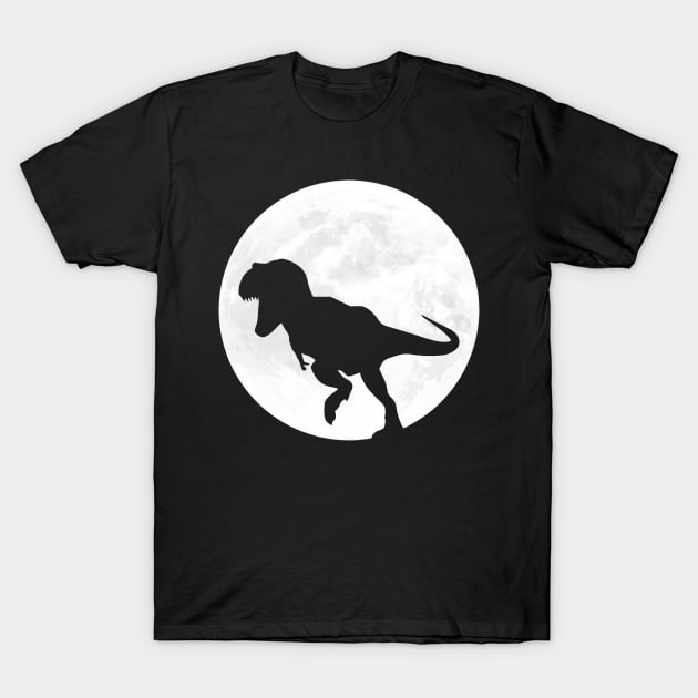 T Rex in Full Moon T-Shirt by ChapDemo